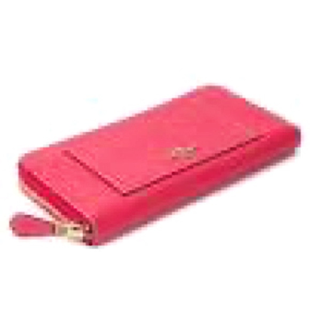 Coach- Pink Crossgrain Leather Large accordian zip wallet. 12 credit card slots